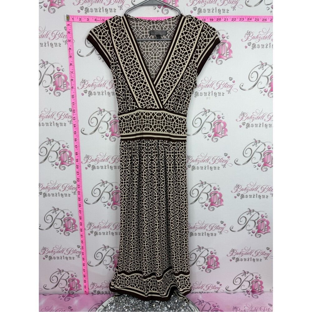 Dress tie up Elegant Black and Cream Patterned Wrap Dress